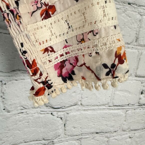 Anthropologie Puff Sleeved Lace Buttondown Top Blouse Multi Floral Boho - Picture 11 of 16